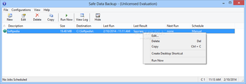 Safe Data Backup screenshot