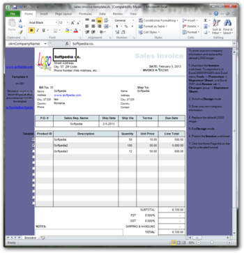 Sales Invoice Template screenshot