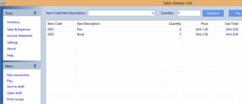 Sales Keeper Lite screenshot