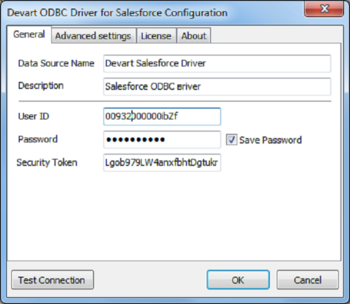 Salesforce ODBC driver (32/64 bit) screenshot