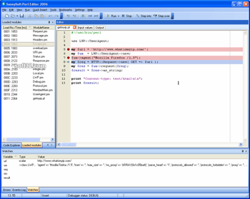 SannySoft Perl Editor screenshot 2