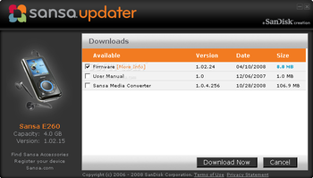 Sansa Firmware Updater screenshot 2