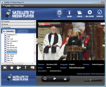 Satellite TV Media Player screenshot