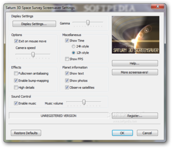 Saturn 3D Space Survey Screensaver screenshot 2