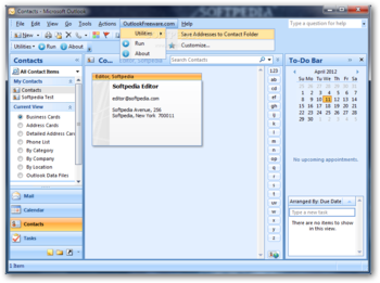 Save Addresses to Contact Folder screenshot