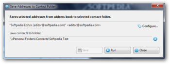 Save Addresses to Contact Folder screenshot 2