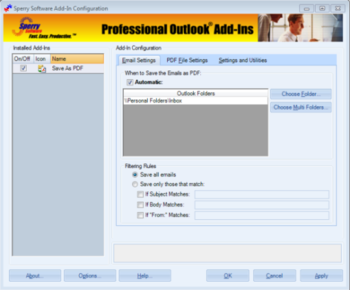 Save As PDF for Outlook 2007/Outlook 2010  screenshot