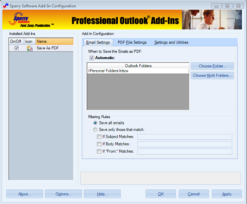 Save As PDF for Outlook 2010  screenshot