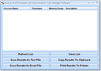 Save or Print Processes List From Windows Task Manager Software screenshot