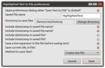 Save Text To File for Firefox screenshot