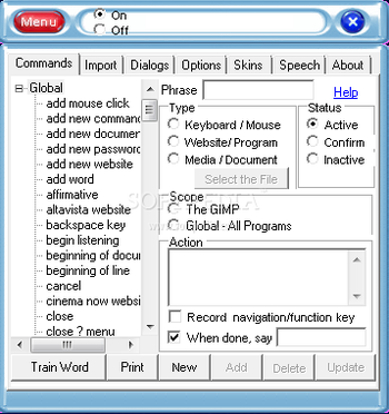 "Say Now" Voice Recognition Software screenshot