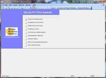 SBS Quality Database screenshot
