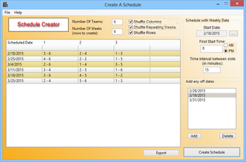 Schedule Creator screenshot