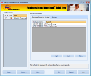 Schedule Recurring Email for Outlook 2010  screenshot