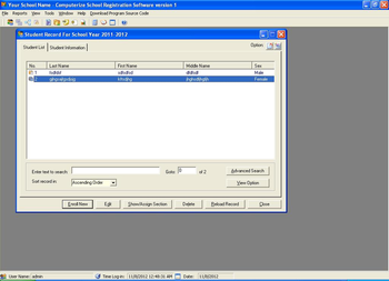 School Registration System screenshot