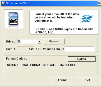 SD Formatter screenshot