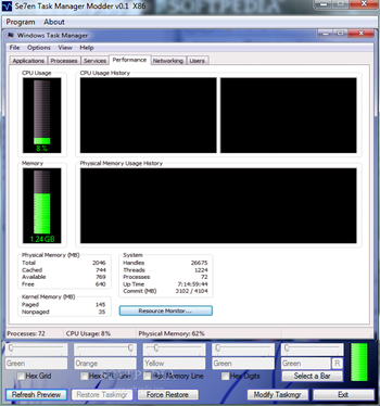 Se7en Task Manager Modder screenshot