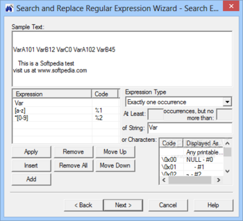 Search and Replace Regular Expression Wizard screenshot 2