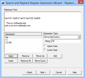 Search and Replace Regular Expression Wizard screenshot 3