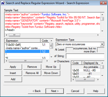 Search and Replace Regular Expression Wizard Portable screenshot