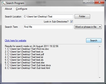 Search In File screenshot