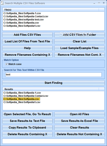Search Multiple CSV Files Software screenshot