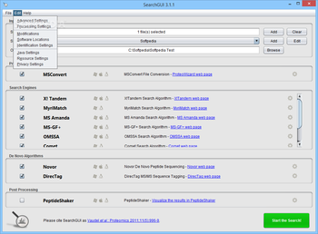 SearchGUI screenshot 2