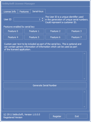 SebbySoft License Manager screenshot