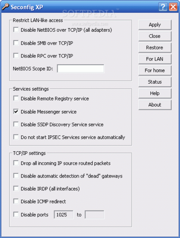 Seconfig XP screenshot