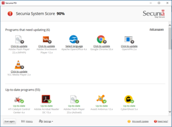 Secunia PSI screenshot 2