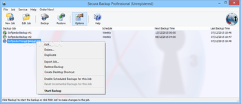 Secura Backup Professional screenshot
