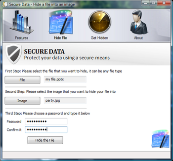 Secure Data - Hide a File into an Image screenshot 2