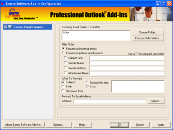 Secure Email Forward for Outlook 2003/Outlook 2002/Outlook 2000 screenshot