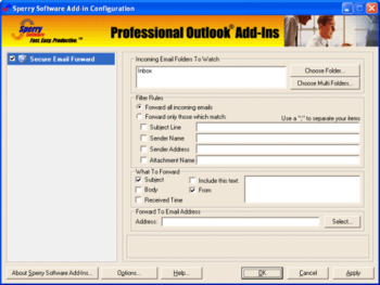 Secure Email Forward for Outlook 2007/Outlook 2010  screenshot
