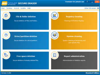 Secure Eraser Standard Edition screenshot