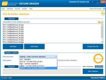 Secure Eraser Standard Edition screenshot 2