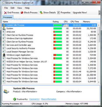 Security Process Explorer (formerly Glarysoft Process Manager) screenshot