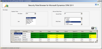 Security Role Browser for Dynamics CRM 2011 screenshot