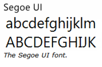 Segoe UI Windows Vista System Font screenshot