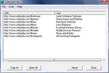 Selected Links screenshot