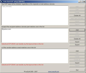 SelectiveOOF for MS Exchange 2000/2003 screenshot