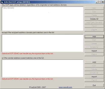 SelectiveOOF for MS Exchange 2000/2003 screenshot 2