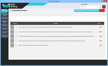 Self Test Training - C_HANAIMP142 screenshot 5