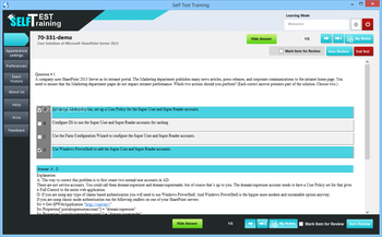 Self Test Training - Microsoft 70-331 screenshot 3