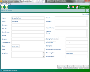 Seminar Schedule Database screenshot