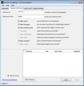 Send to SmugMug screenshot 2