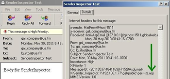 SenderInspector screenshot