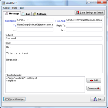 SendSMTP screenshot