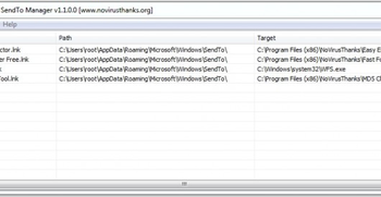 SendTo Manager screenshot