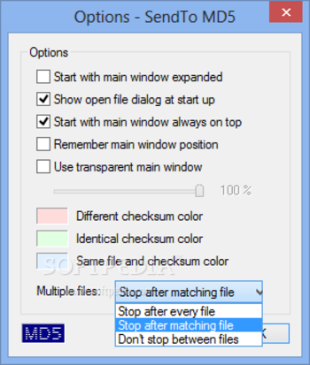 SendTo MD5 screenshot 2